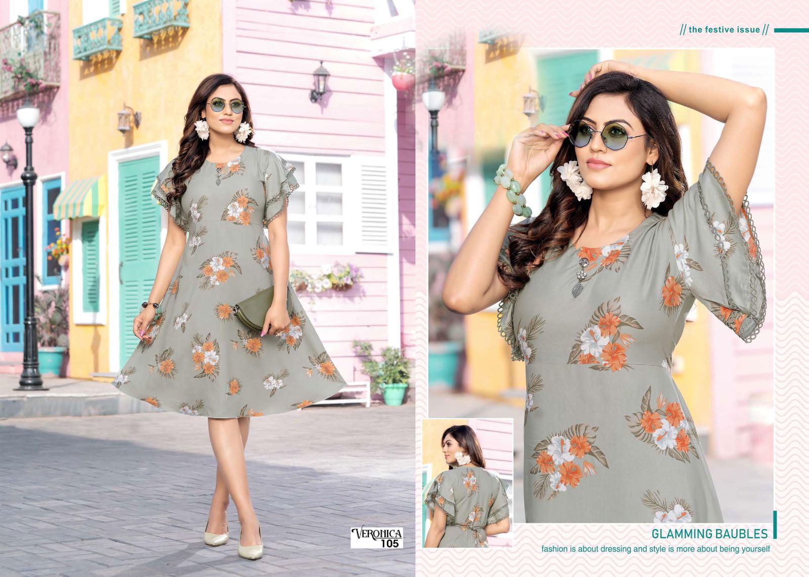 Veronica 101 Rayon Printed Designer Regular Wear Kurti Collection